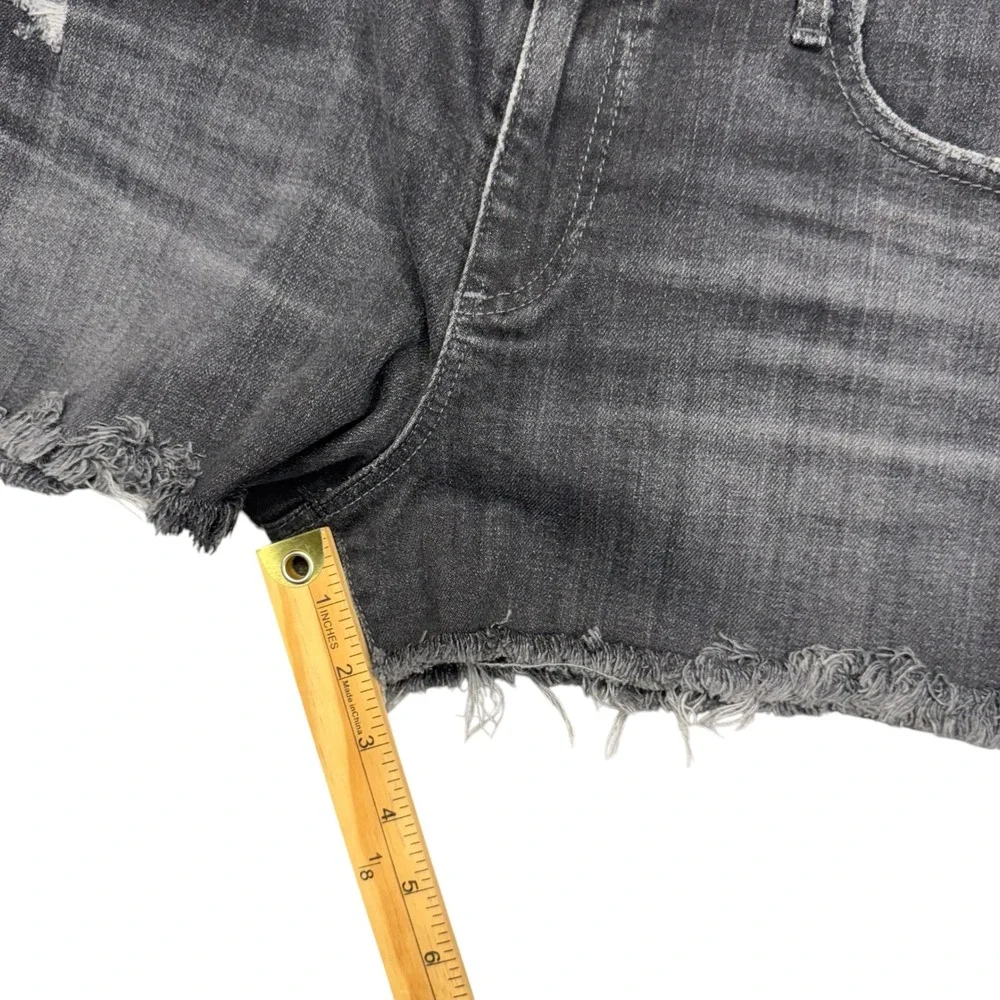 AG Adriano Goldschmied The Bonnie Relaxed Short Womens 31 Black Distressed Denim